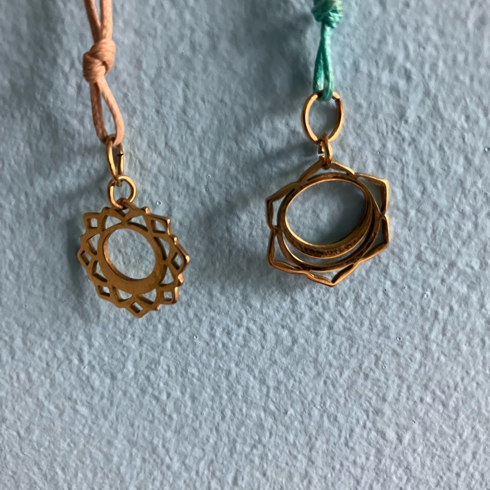 Chakra Gold Tone Pendant Necklace Set (2)